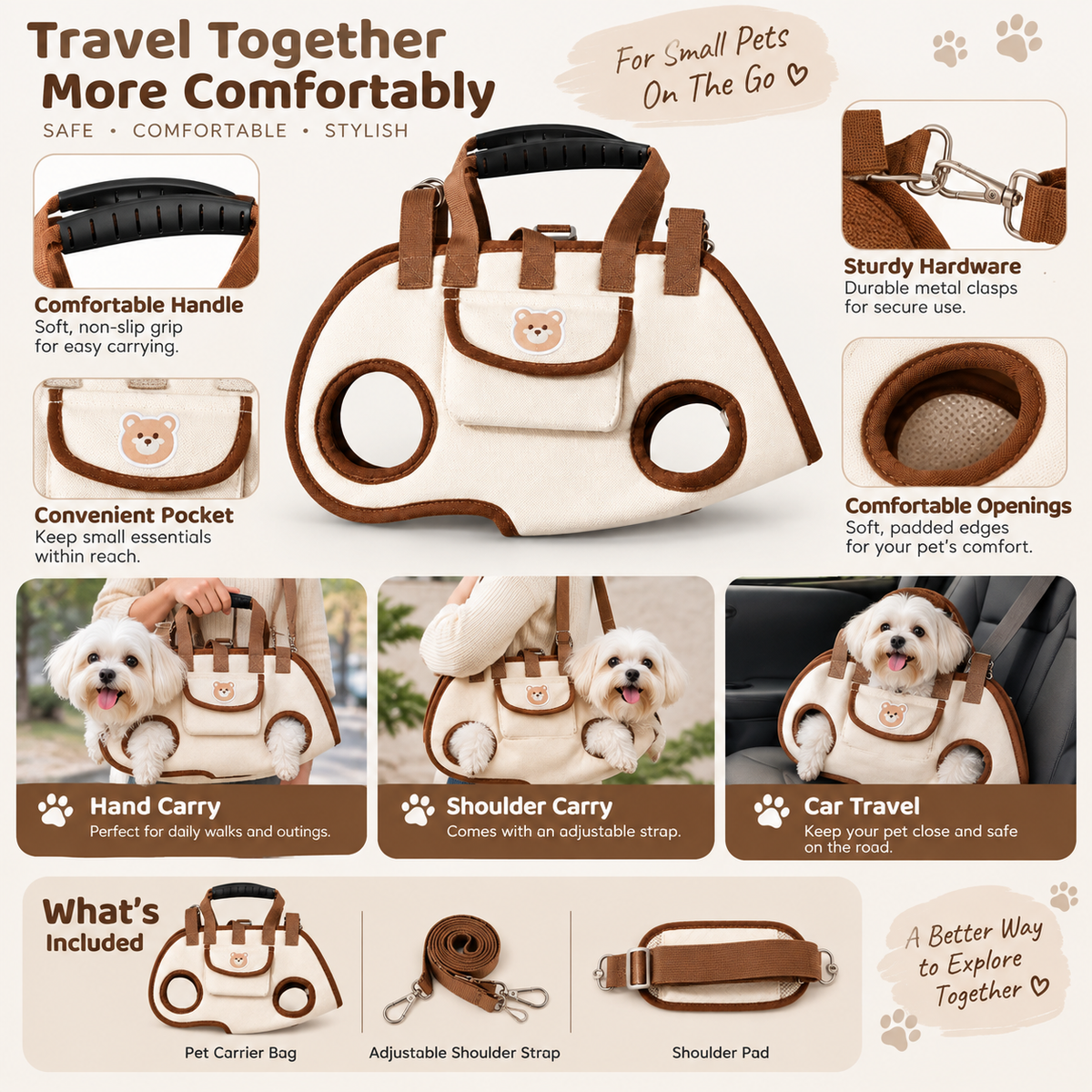 Kangaroo-Style Puppy Carrier Sling for Small Dogs