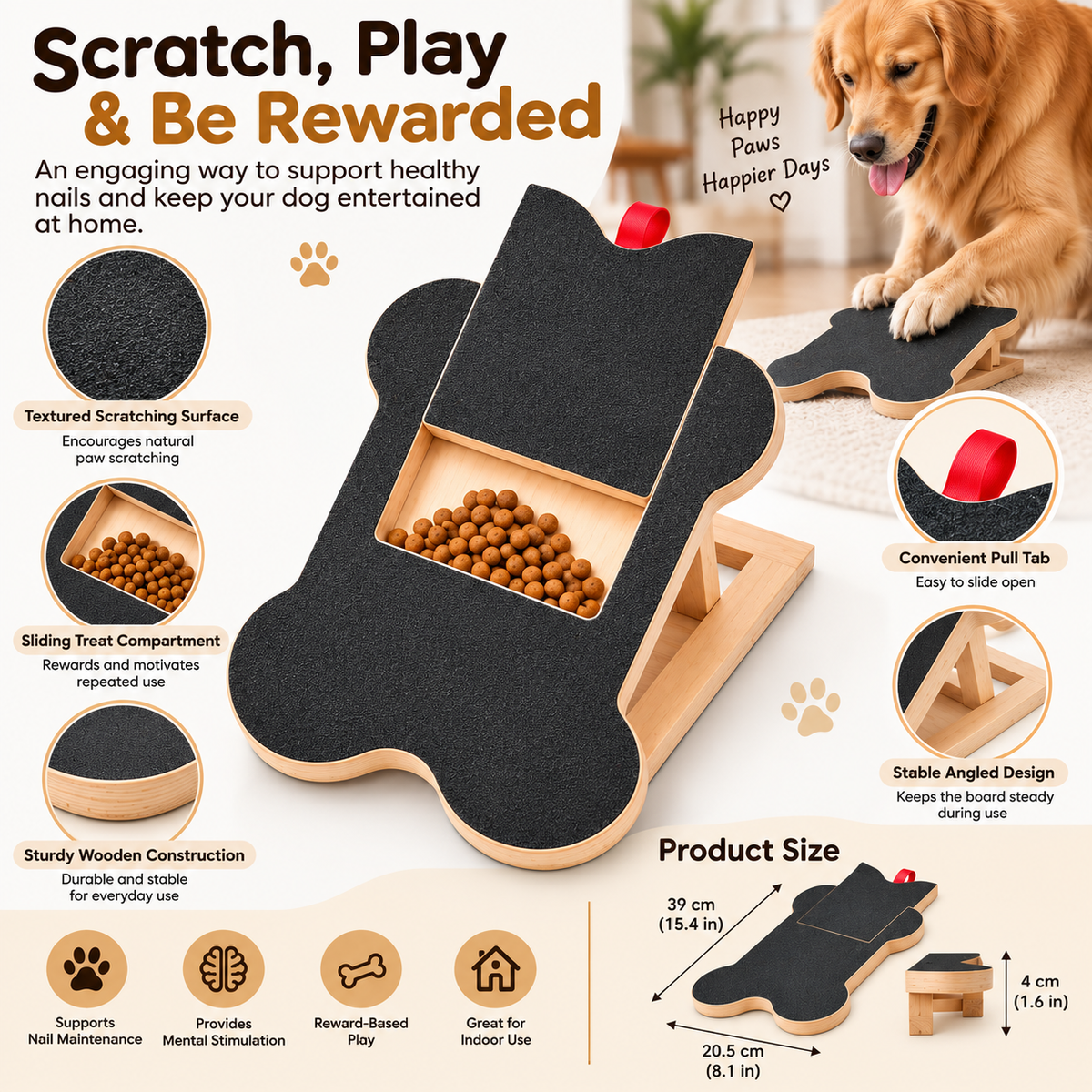 Dog Nail Scratch Board with Treat Compartment